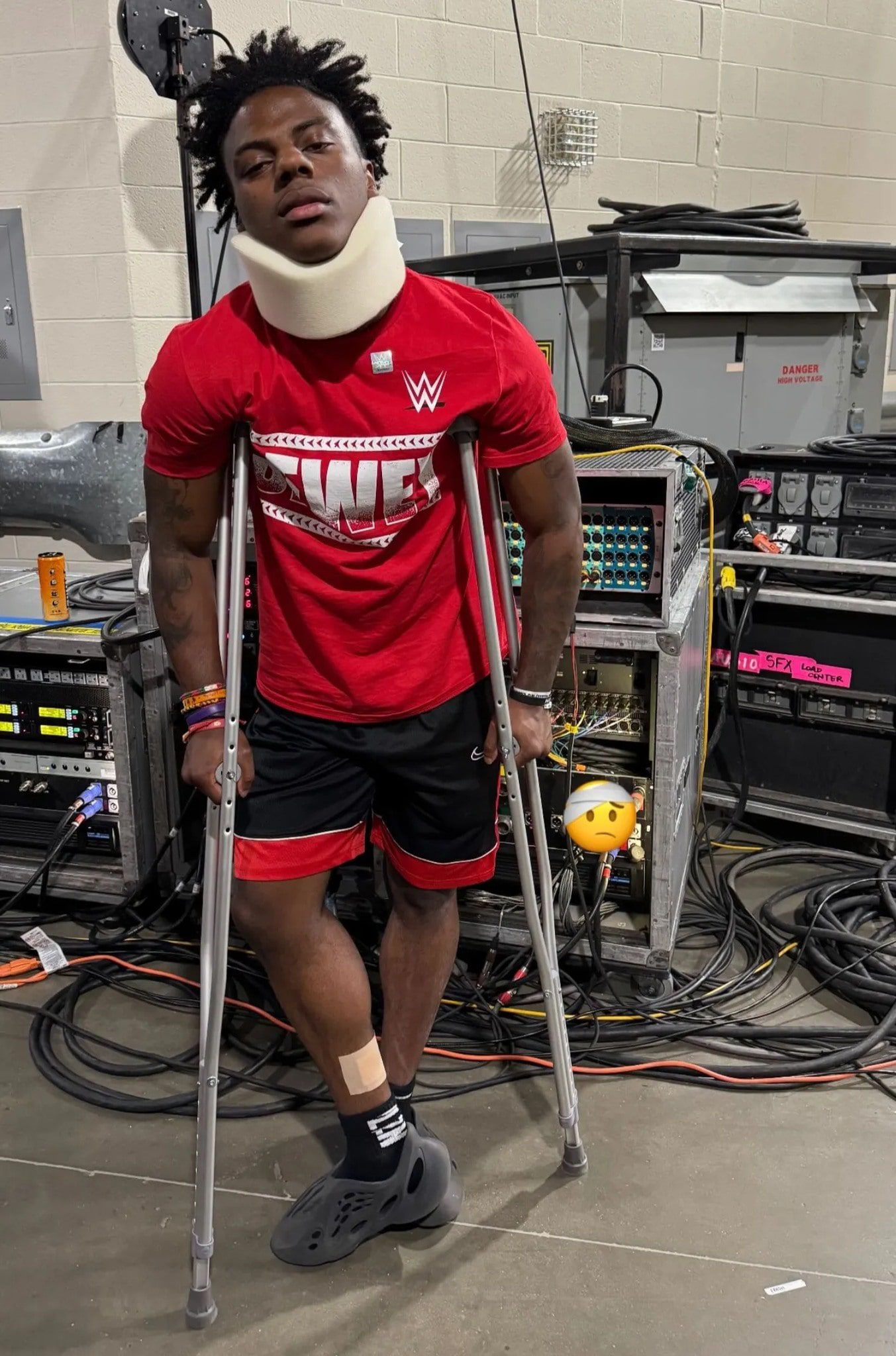 IShowSpeed Speed Neck Brace Crutches WWE Debut Royal Rumble 2025