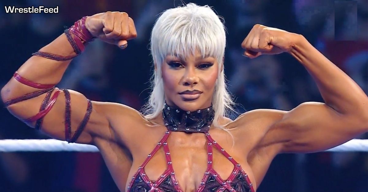 Jade Cargill New Hair Look Flexing Muscles Biceps Physique WWE SmackDown March 21 2025 WrestleFeed App