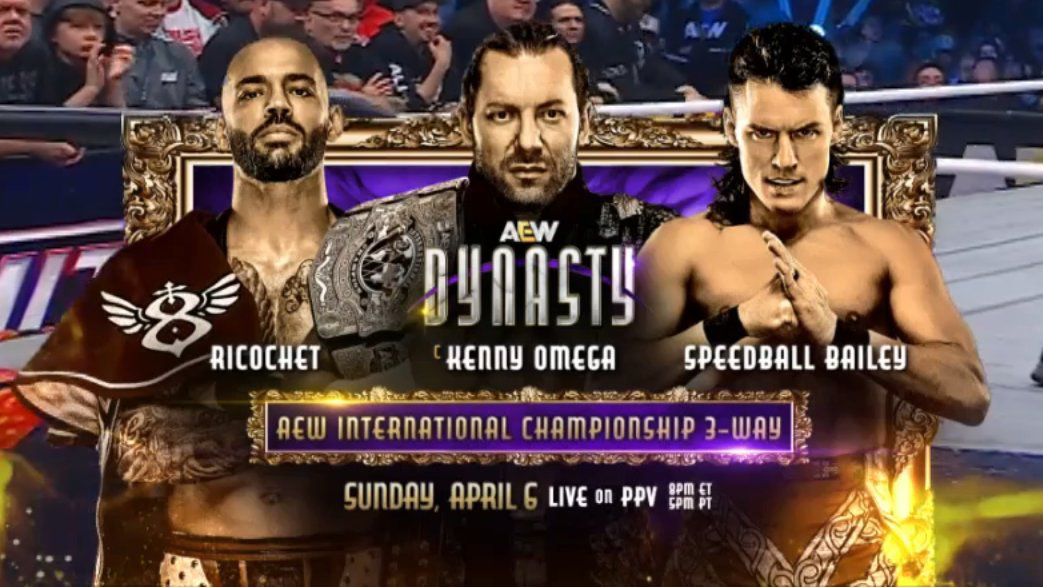 Ricochet vs Kenny Omega vs Speedball Mike Bailey AEW Dynasty 2025 International Championship Match
