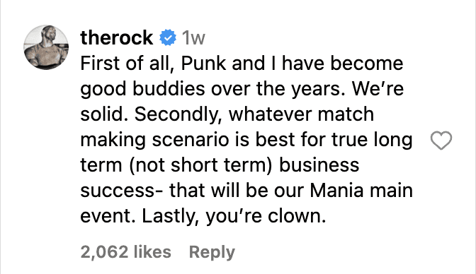 The Rock Reacts To A Fan Saying Rock Won't Let CM Punk Main Event WrestleMania