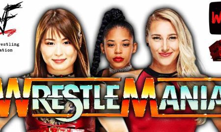 Iyo Sky Vs Bianca Belair Vs Rhea Ripley WrestleMania Match 3 WWE WrestleFeed App