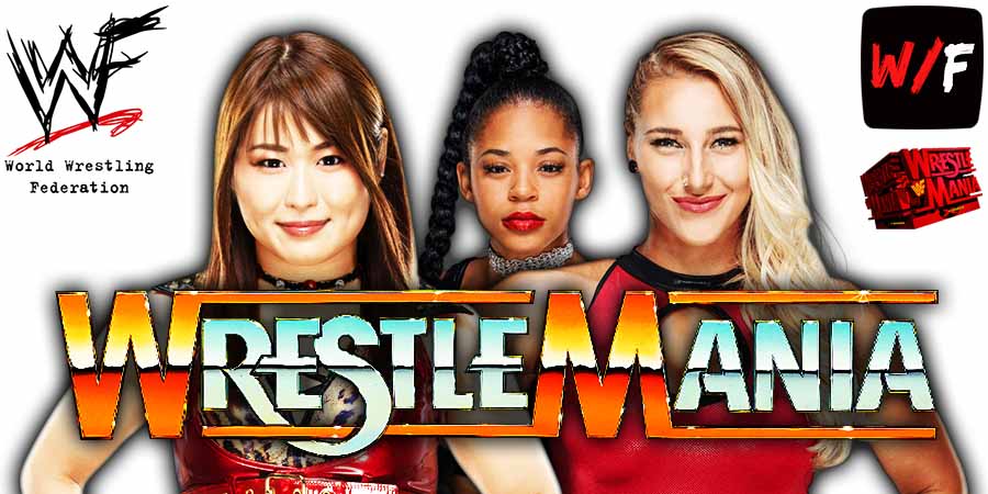 Iyo Sky Vs Bianca Belair Vs Rhea Ripley WrestleMania Match 3 WWE WrestleFeed App