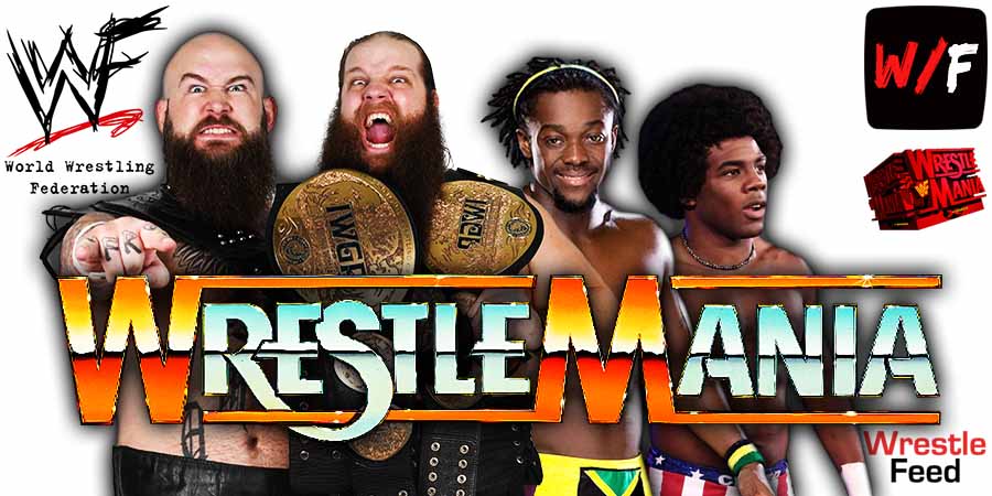 War Raiders Viking Raiders Erik Ivar Vs New Day Kofi Kingston Xavier Woods WrestleMania Match 1 WrestleFeed App