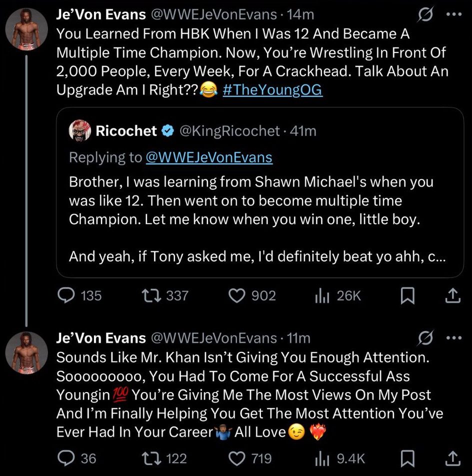Je'Von Evans Ricochet Tony Khan Crackhead
