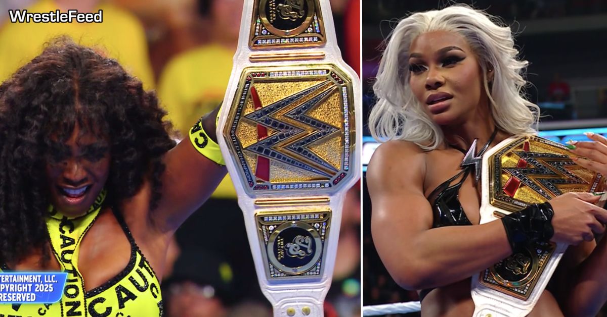 Naomi Jade Cargill Posing With The WWE Women's Championship SmackDown May 2 2025 WrestleFeed App