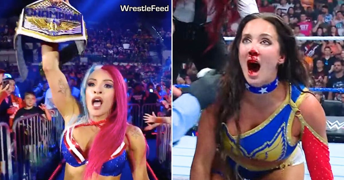 Zelina Vega defeats Chelsea Green busted open bleeding blood WWE Saturday Night's Main Event WrestleFeed App