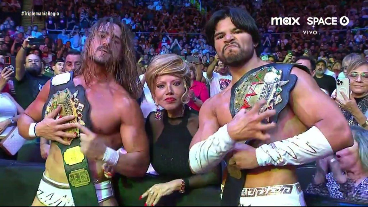 Angel Berto Los Garza Win AAA World Tag Team Championship Triplemania Regia III