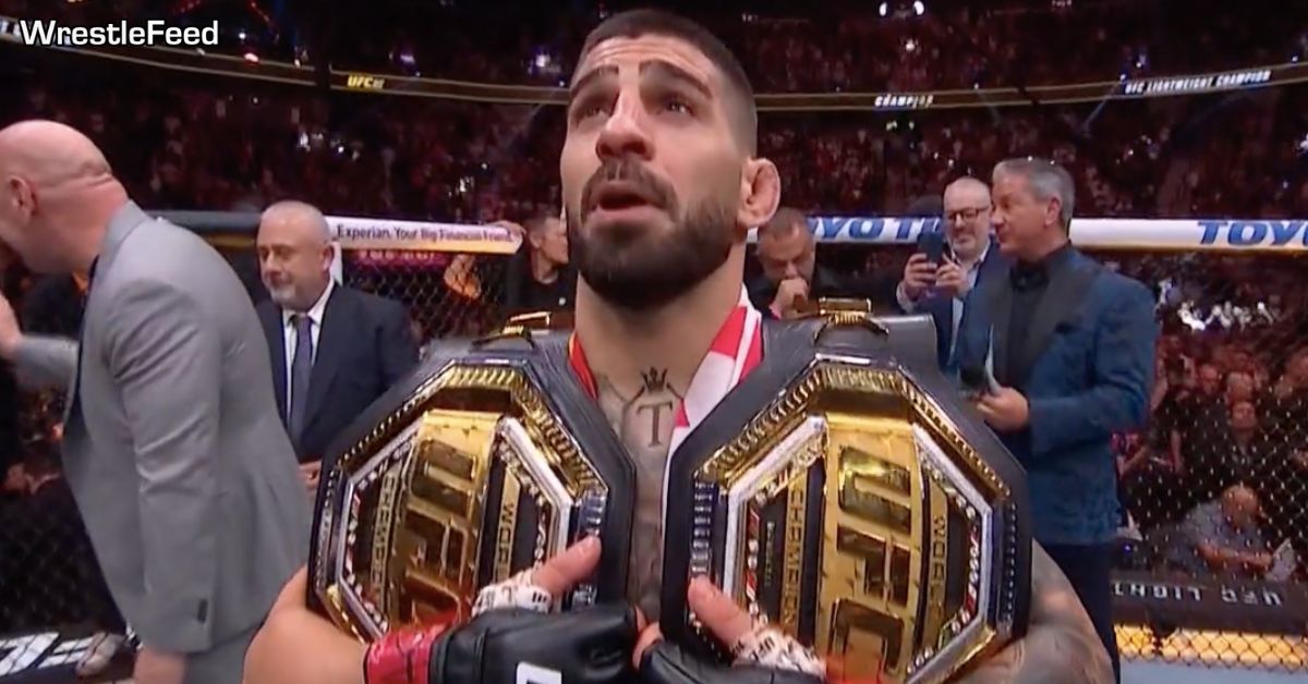 Ilia Topuria wins UFC Lightweight Championship double champion UFC 317 WrestleFeed App