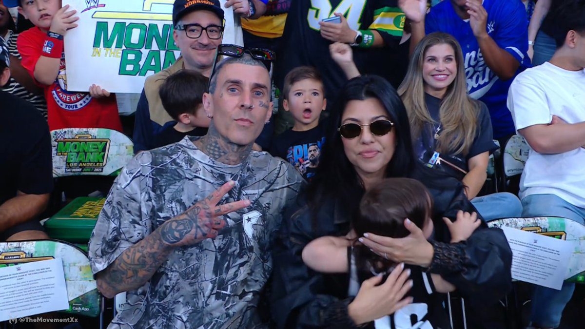 Travis Barker Kourtney Kardashian WWE Money In The Bank 2025
