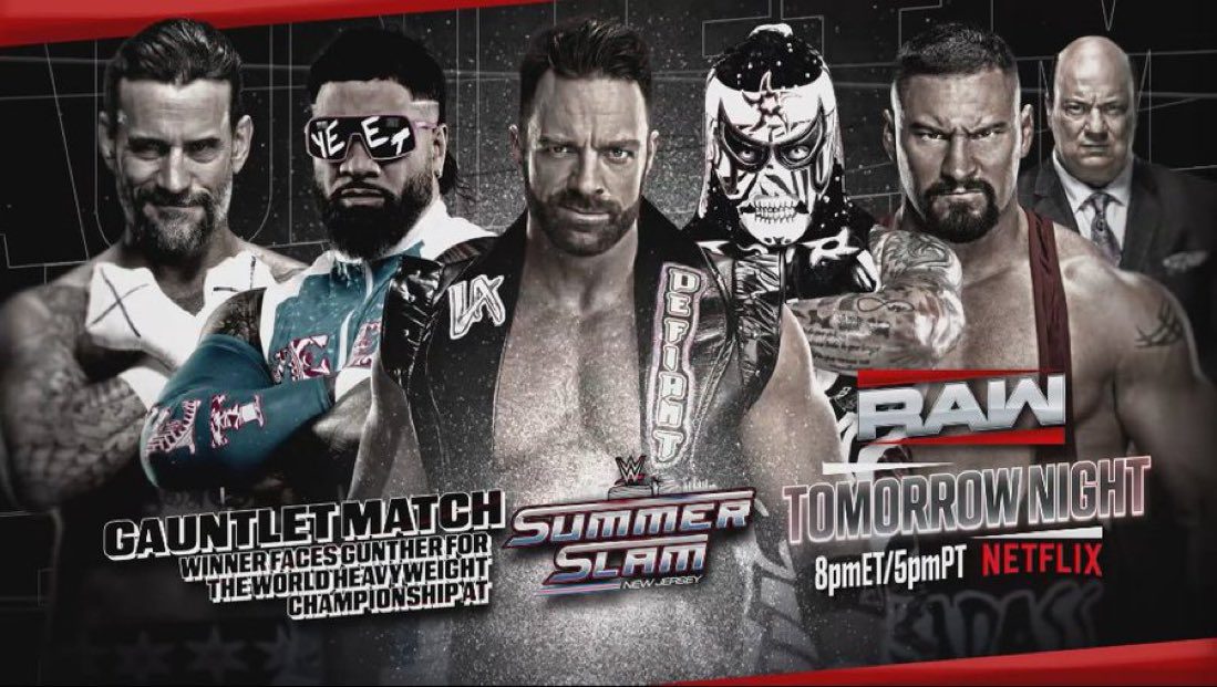 CM Punk vs. Jey Uso vs. LA Knight vs. Penta vs. Bron Breakker Gauntlet Match