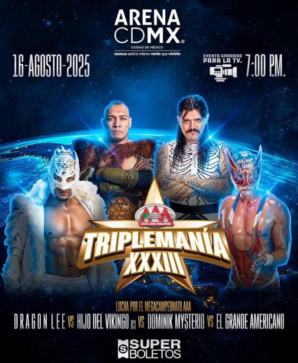 Dragon Lee Hijo del Vikingo Dominik Mysterio El Grande Americano AAA Triplemania 2025