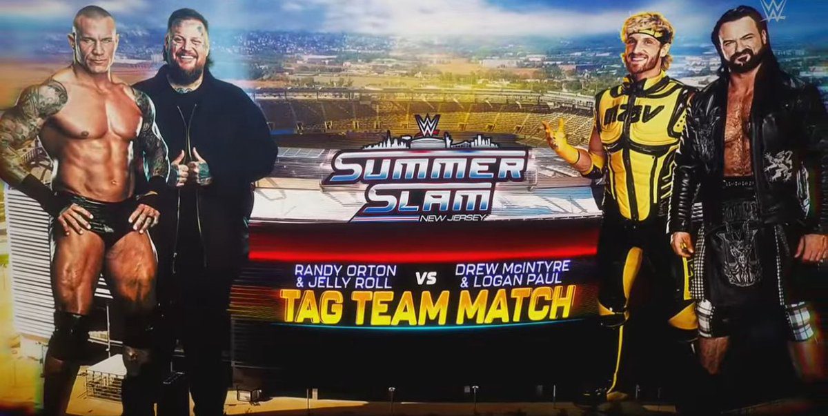Randy Orton Jelly Roll vs Logan Paul Drew McIntyre WWE SummerSlam 2025