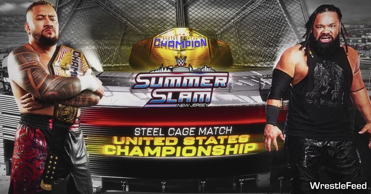 Solo Sikoa vs Jacob Fatu United States Championship Steel Cage Match SummerSlam 2025 Graphic WrestleFeed App