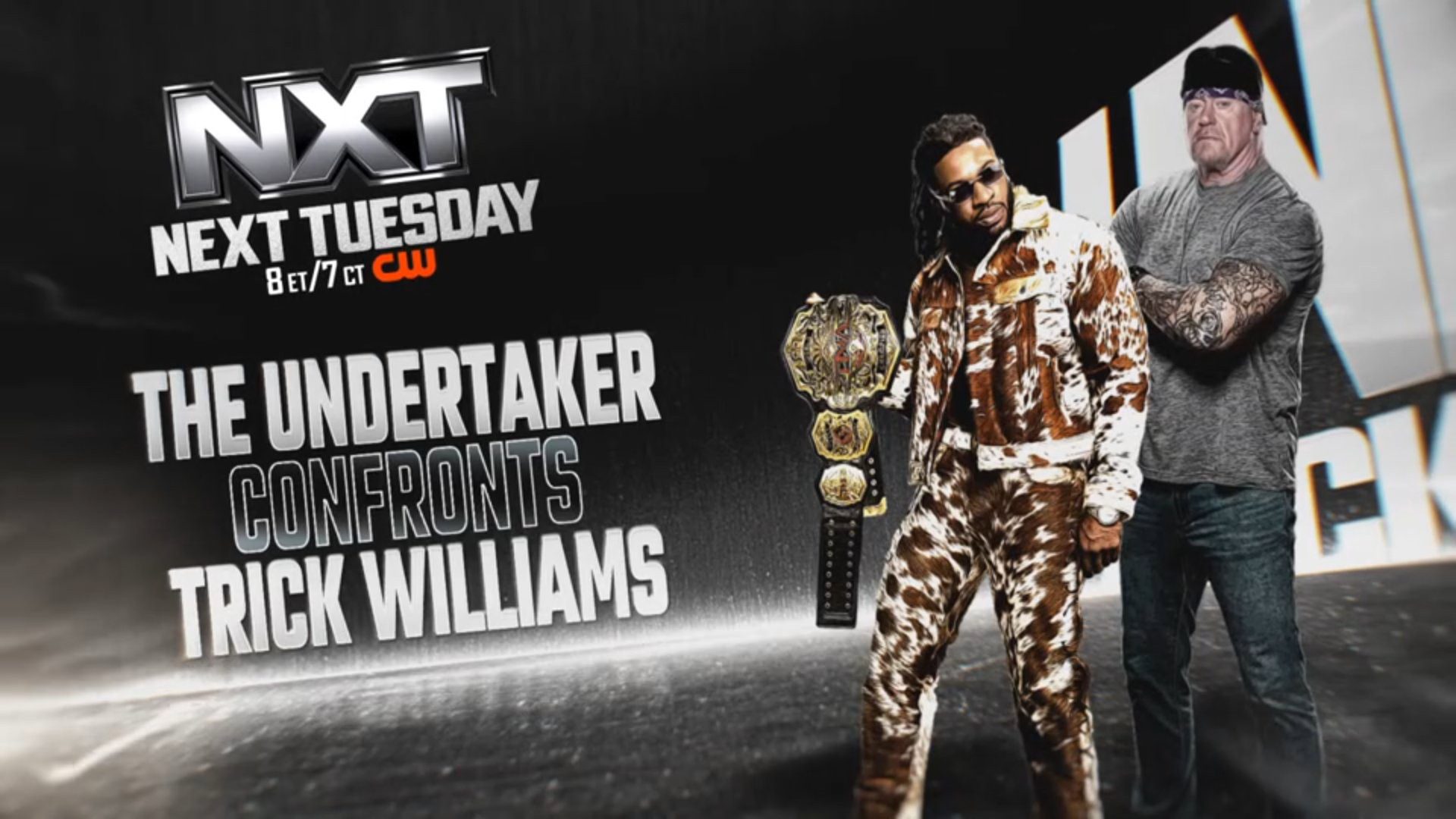 The Undertaker Confronts Trick Williams WWE NXT Graphic