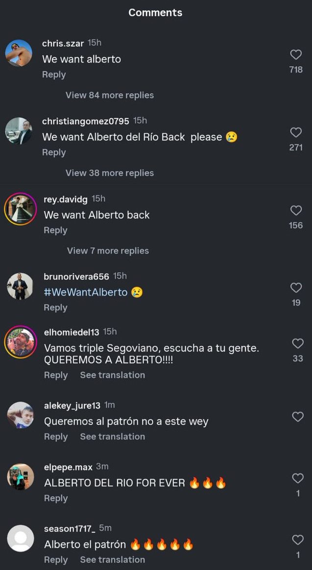 Fans Want Alberto Del Rio El Patron Back