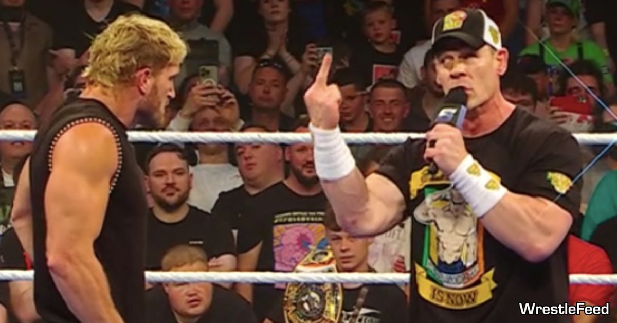 John Cena shows middle finger to Logan Paul WWE SmackDown Dublin Ireland August 22 2025 WrestleFeed App