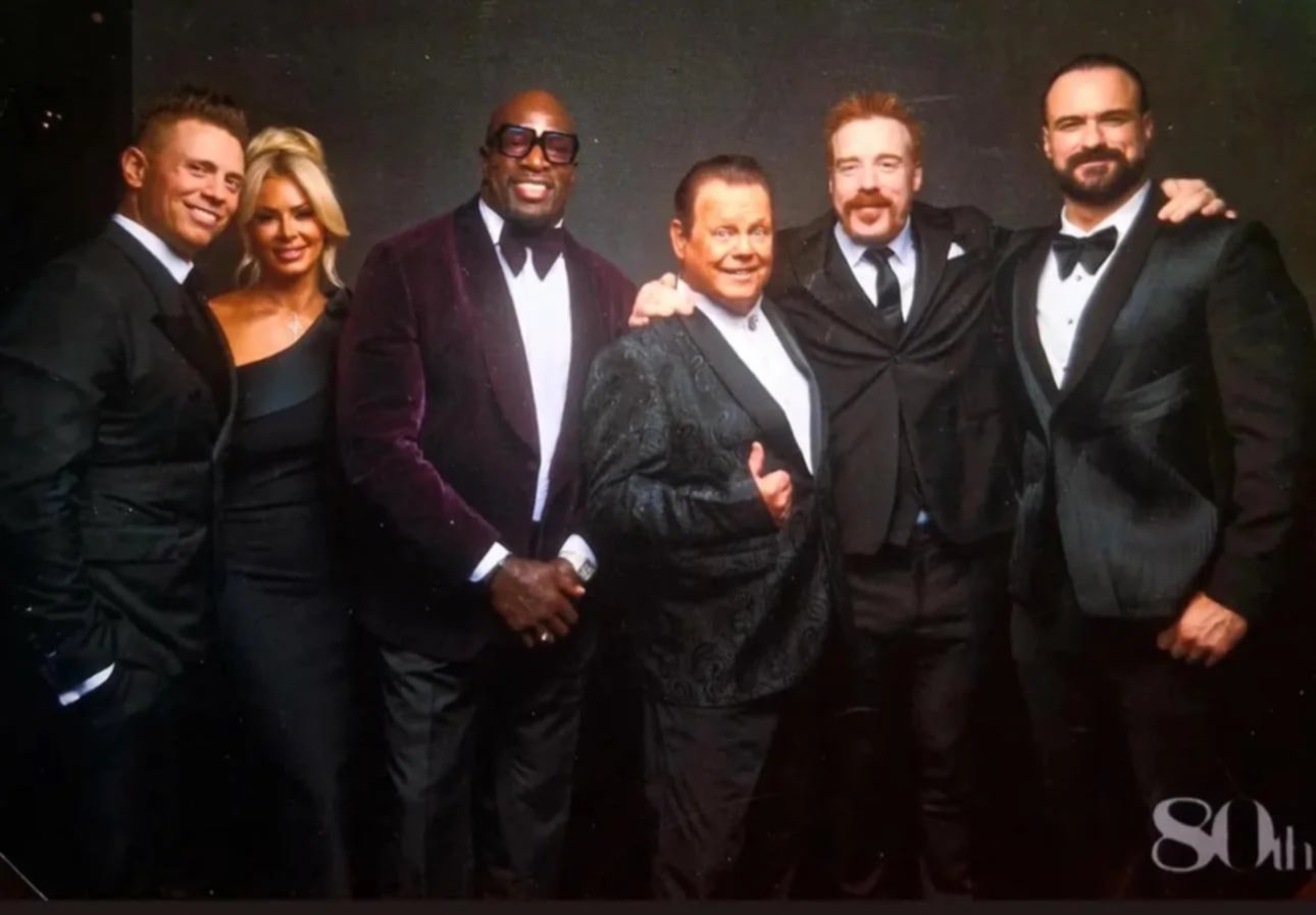 Vince McMahon 80th Birthday Party Photo The Miz Maryse Titus O'Neil Jerry Lawler Sheamus Drew McIntyre