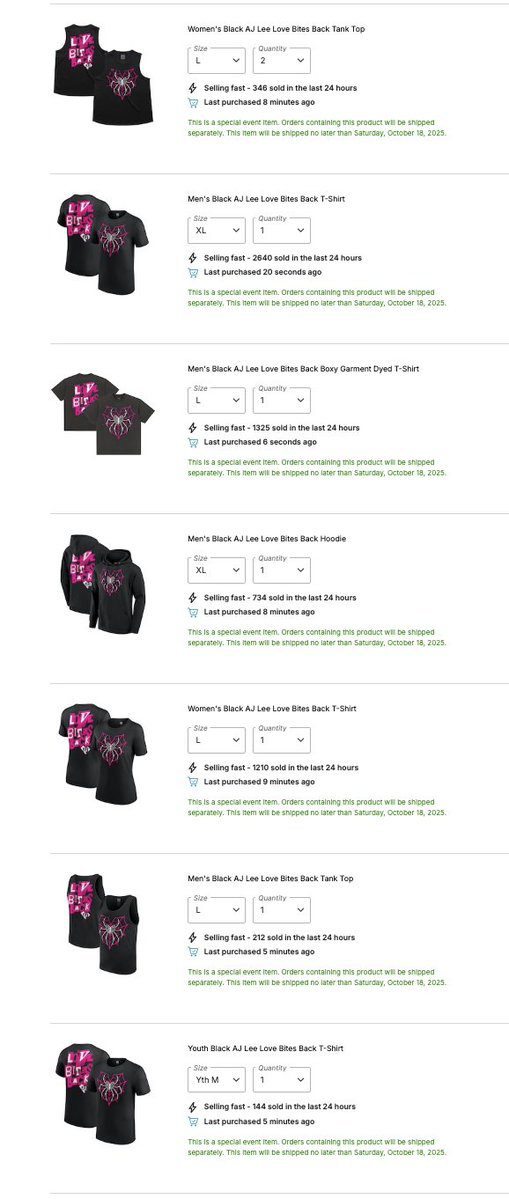 AJ Lee Merch Sold Out On WWE Shop