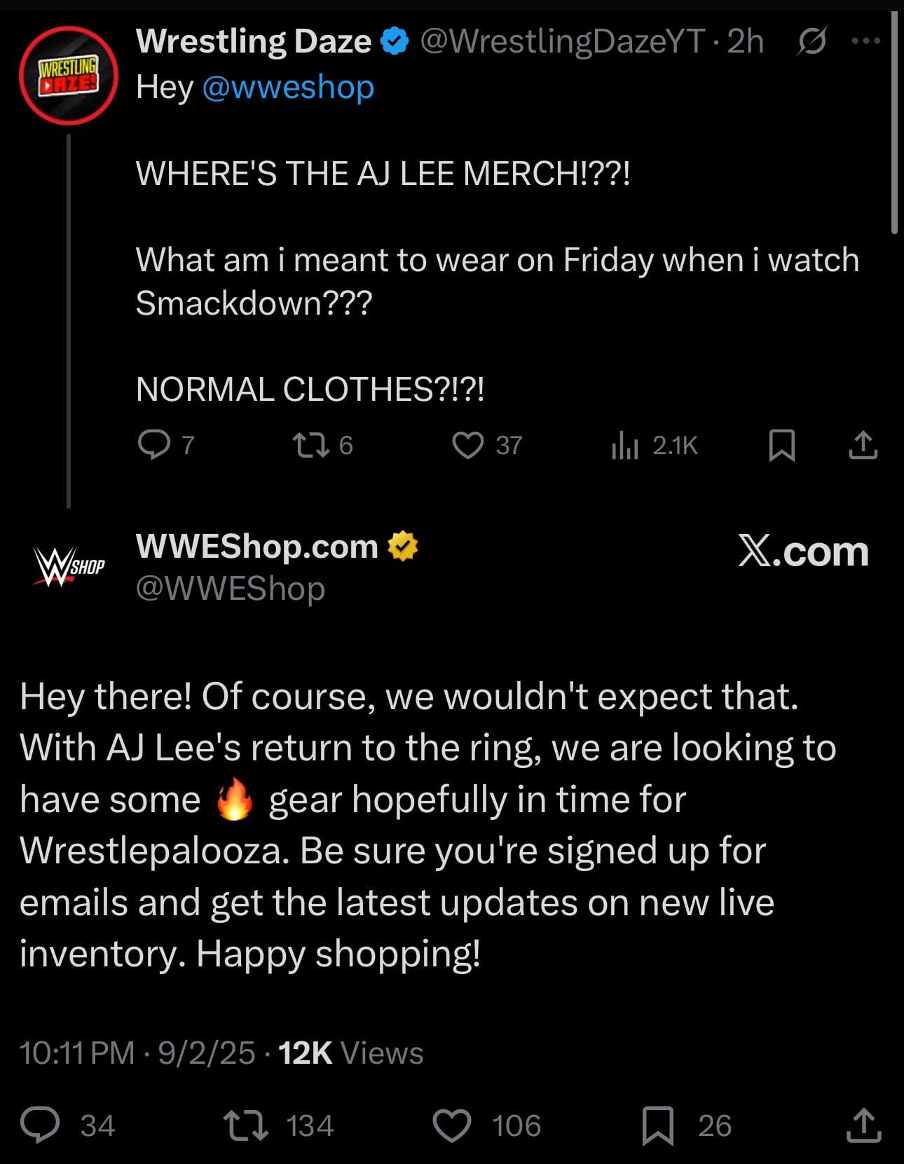 WWE Shop Spoils AJ Lee's Return