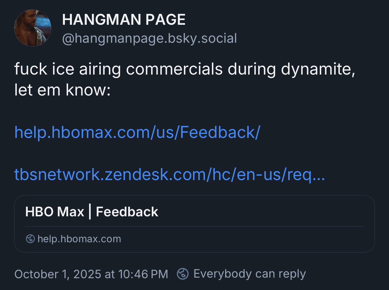 Hangman Adam Page Not Happy About ICE Ads During AEW Dynamite