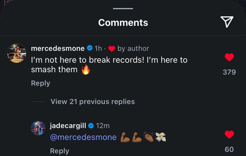 Jade Cargill reacts to Mercedes Mone breaking her AEW TBS Women's Championship record