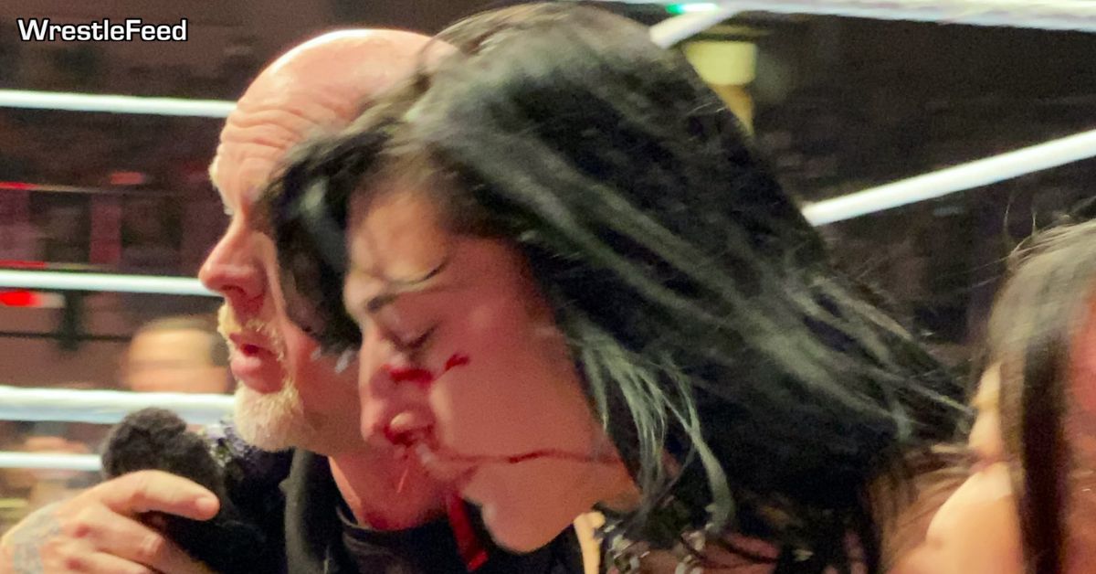 Rhea Ripley Hurt Injured Injury Busted Open Bleeding Blood WWE Supershow Live Event Japan October 2025 WrestleFeed App