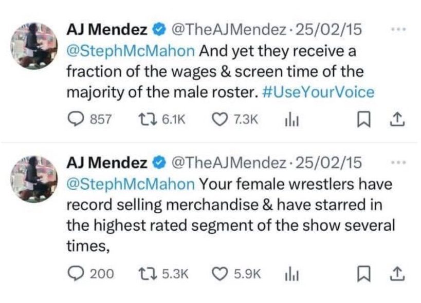 AJ Lee Stephanie McMahon WWE Divas Women Pay Salary TV Time Tweet February 2015