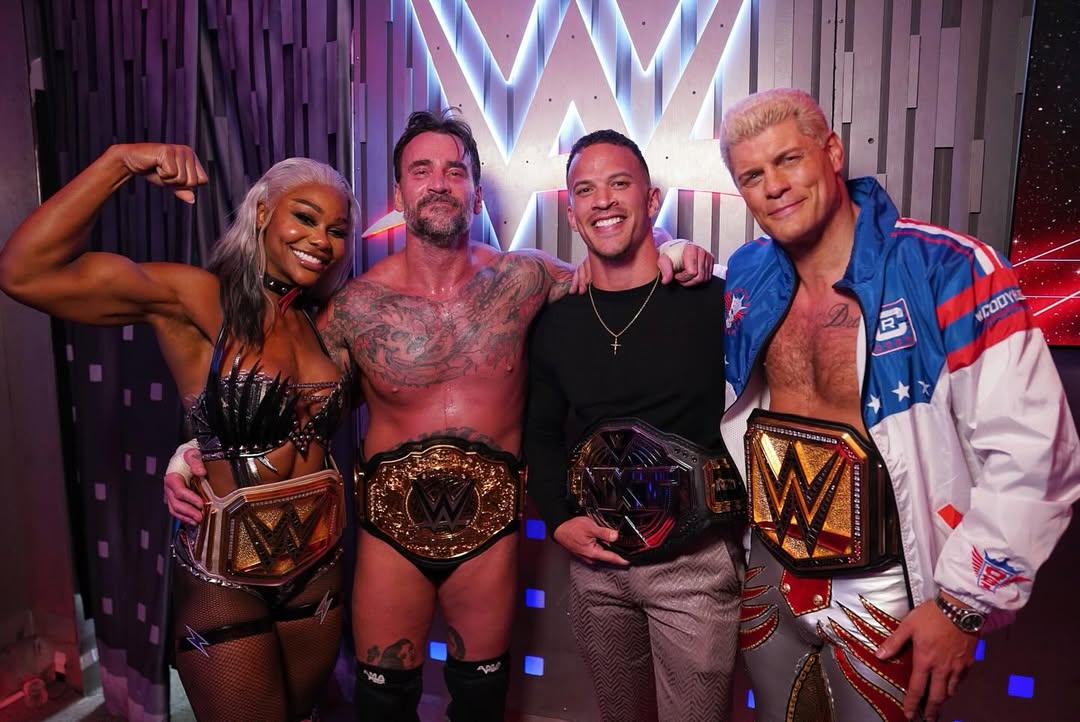 Jade Cargill WWE Women's Champion CM Punk World Heavyweight Champion Ricky Saints Starks NXT Champion Cody Rhodes Undisputed Champion Saturday Night's Main Event November 1 2025