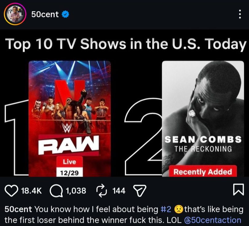 50 Cent WWE RAW Diddy Documentary