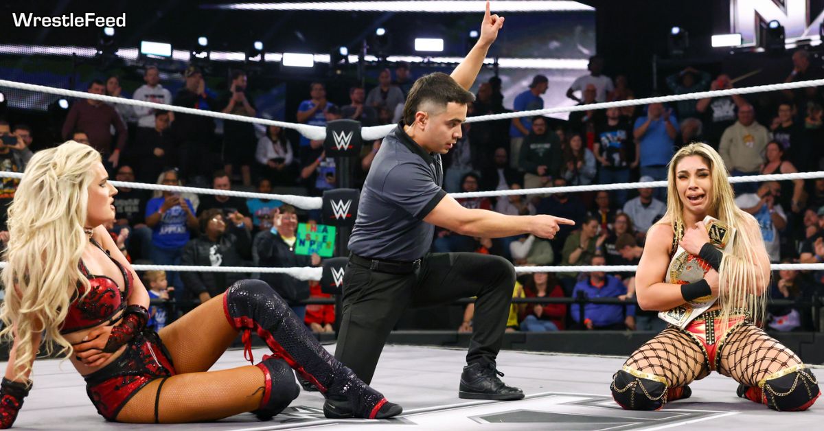 Blake Monroe Mariah May Referee Felix Fernandez Women's North American Champion Thea Hail NXT December 16 2025 WrestleFeed App
