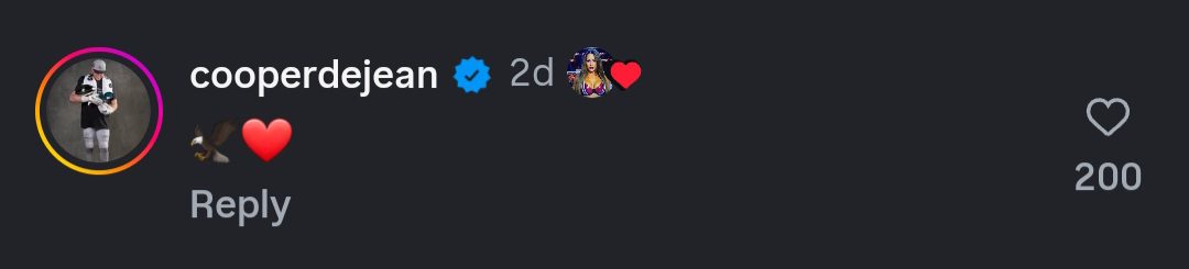 Cooper DeJean Nikki Bella Comment