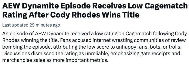 X's AI Confuses WWE SmackDown With AEW Dynamite While Summarizing Backlash To Cody Rhodes' Title Win